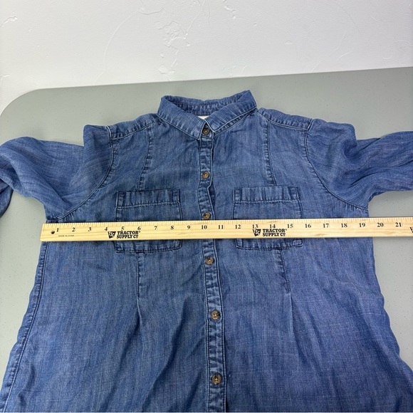 J.Jill Denim Button Front Blue Shirt Women's Small 100% Tencel Lyocell - Picture 8 of 11